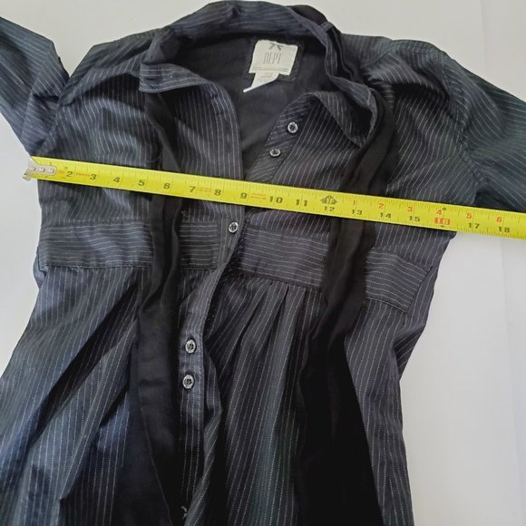 DEPT Pinstriped Bow Tie Classy Retro Tunic Shirt - Picture 7 of 10